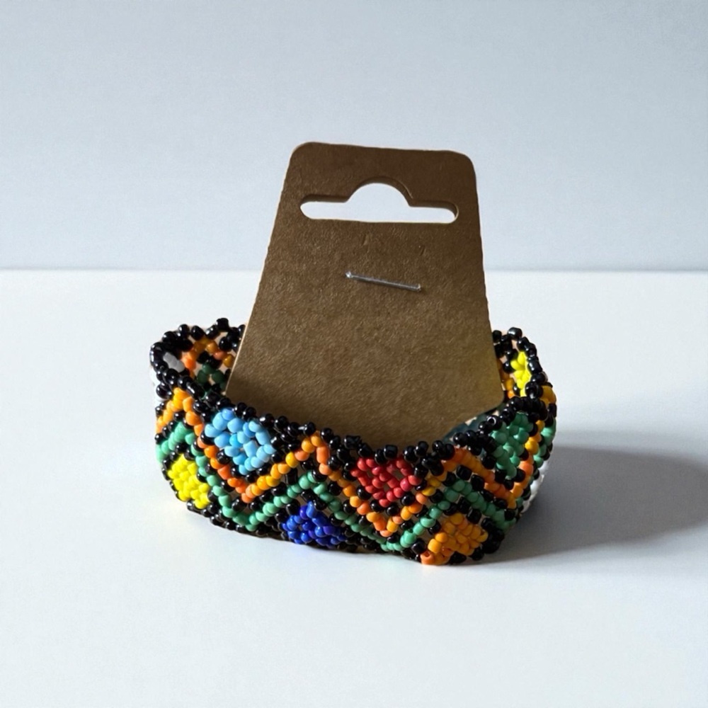 Women’s bohemian Colorful Beaded Bracelet with Black Accents